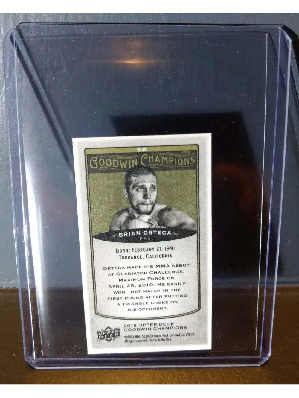 2019 Upper Deck Goodwin Champions Mini #58 Brian Ortega Mixed Martial Arts Card